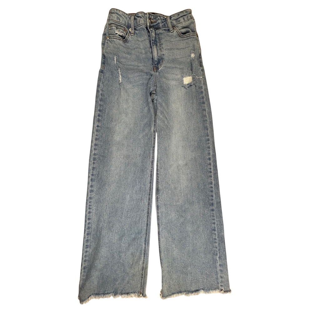 BCBGeneration High Rise Wide Leg Distressed Jeans Light Wash 3/26 BG24766HF01